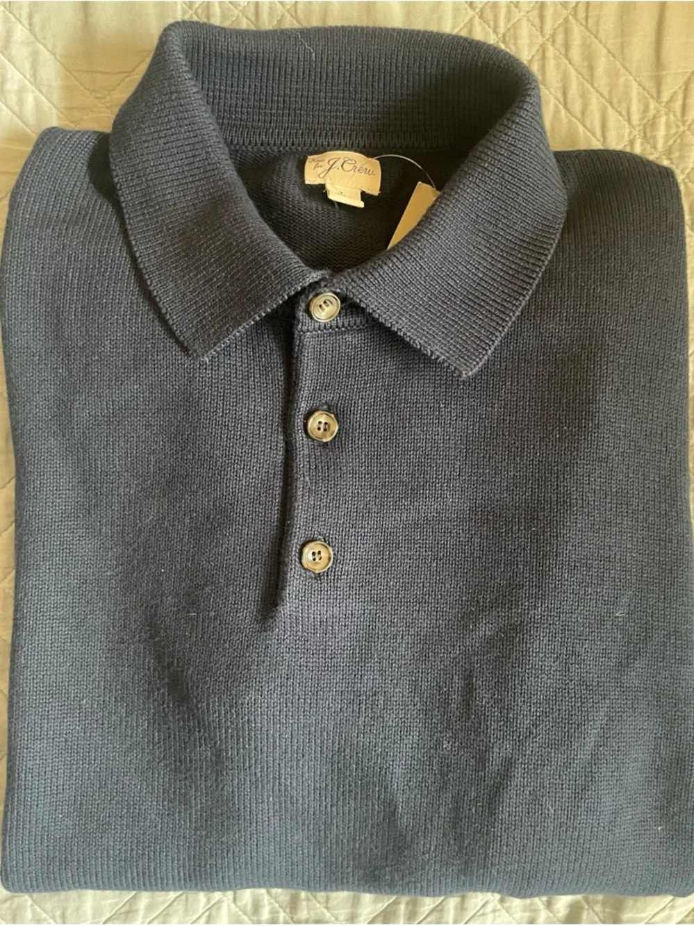 J. CREW‎ Heritage cotton sweater-polo in Navy (DIN) Size L $118 CF782